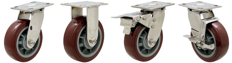 明顺4系列重型304不锈钢高科技聚氨酯脚轮